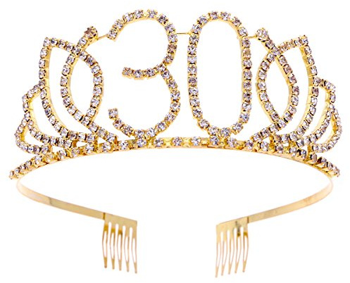 FRCOLOR Diadème Anniversaire Pour Avec Strass Et Cristaux Peigne Et Pince Pour Fête Bal