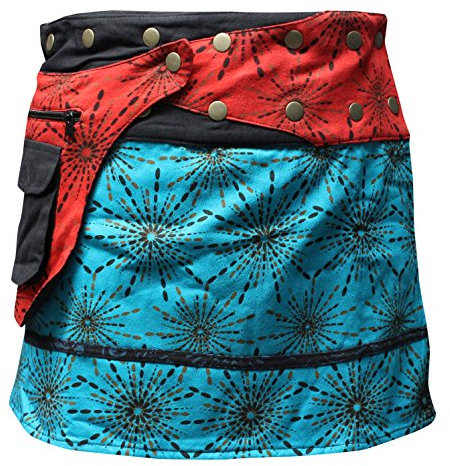 SHOPOHOLIC FASHION Damen Wendbar Beidseitig Wickelrock Hippie Popper Rock Gr. Einheitsgröße, 4