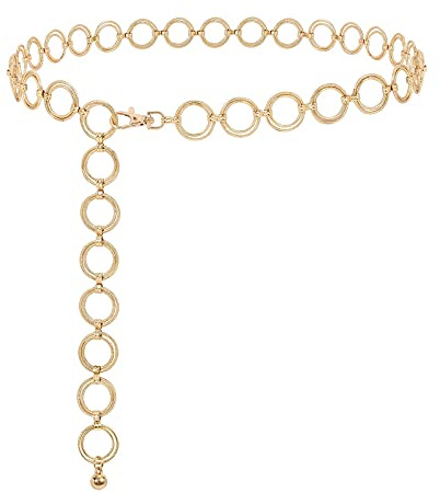 Midjekedja bälte dam justerbar metall body länk för klänning jeans, B-o-ring guld, 130cm: Passt Taille unter 116cm