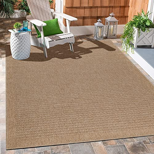 Carpetsale24 In & Outdoor Teppich 200x290 cm – Flachgewebe Teppich für Balkon, Wohnzimmer & Garten – Pflegeleicht, Wetterfest & Modern in Jute-Optik