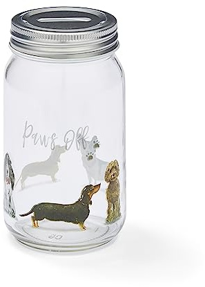 Cooksmart British Designed Money Jar | Money Box For Saving Cash or Coins | Piggy Bank For Adults & Family - Curius Dogs