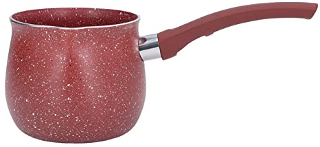Milk Pan, Portable Milk Pot with Long Handle Aluminum Alloy Small Sauce Pan Non Stick Coating Milk Pan with Pour Spout Versatile Milk Boiling Pot for Cooking(Red)