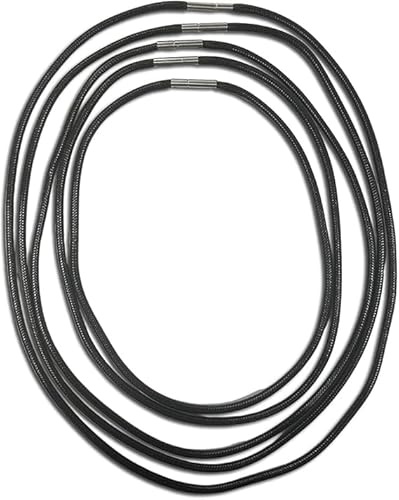 Erioscar 5 Pcs Collar Cordon Cuero para Colgantes, 3 mm de Cadena Cuerda Trenzada Hombre Mujer, 40/45/50/55/60cm de Collar Fino Negro