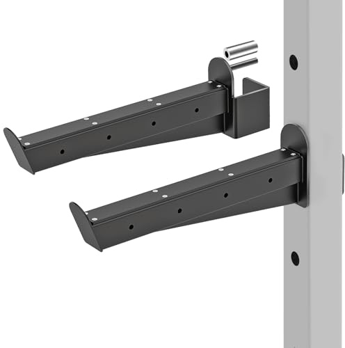 Kipika Safety Spotter Arms for 3 x 3 Power Racks with 5/8 & 1 Holes - Heavy Duty Barbell Safety Catches with Rubber Pad - Adjustable and Easy to Install - Set of 2