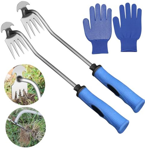 Sarchiatore per Erbacce,2 PCS Estirpatore Erbacce da Giardino,Attrezzi per Diserbo Manuale,Sarchiatore per Erbacce con Manico,per Lo Scavo del Giardino Il Trapianto Il Diserbo(impugnatura in gomma)