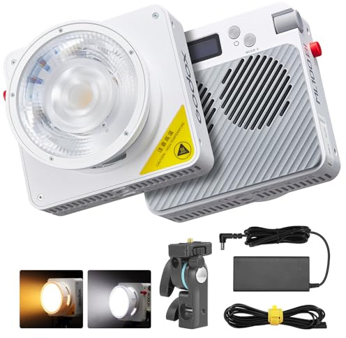 Godox ML100Bi Luz de fotografía LED,100W,TLCI97+ CRI98+,Viene con Lens Reflector ML-L15,Soporta DC, baterías V-Port,Fuente de alimentación Externa USB-C, Soporta de Light App, Godox Mount