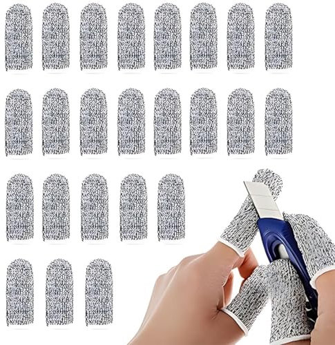 24 PCS Fingerlinge,Wiederverwendbare Fingerlinge Rutschfeste Fingerschützer Schnittfester Fingerhandschuh Fingerschutz für Gärten Küchen Skulpturen fingerlinge fingerschutz fingerlinge verband(Grau)
