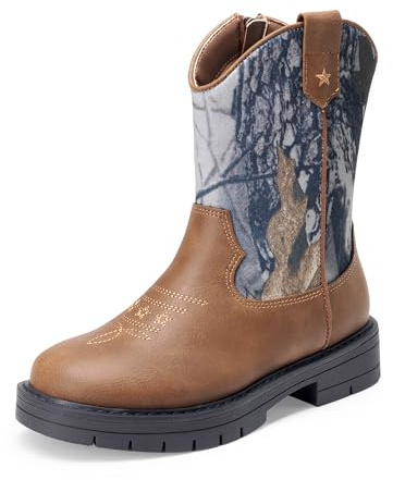 DREAM PAIRS KIDS Classic Western Boots | Classic Western Look, Sturdy Upper Durable, Reliable Grip Play, Pull-On Independent