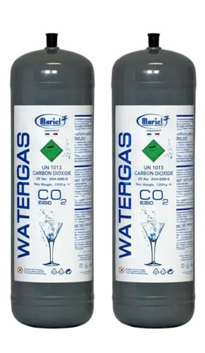 Tecno Cold | Bombola CO2 1300 g Alimentare E290 per Gasatore – CO2 per Acqua Frizzante – 2 Bombole CO2 Monouso M11x1 per Casa e Ufficio