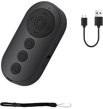 Telecomando per fotocamera, e-book, ricaricabile con pagina, telecomando Bluetooth Android e iOS, compatibile con Kindle, TikTok Scrolling, Zoom, Video Start/Stop, Selfie Shutter