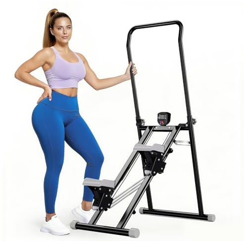 Vyrelis Stepper d’Escalier, Stair Stepper Fitness pour la avec Résistance Réglable en 3 Étapes, Écran LCD, Guidon et Pédales Réglables pour Maison Appartement Bureau