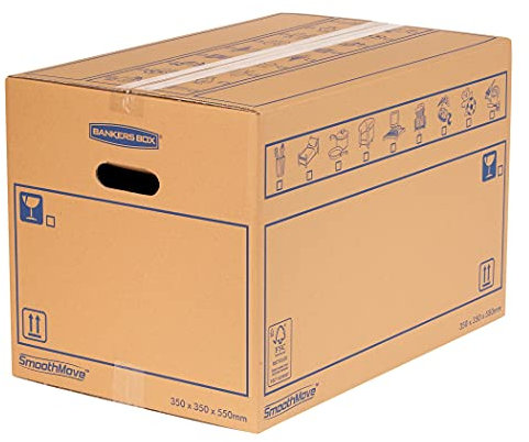 Fellowes 6207301 Smooth Move Stabiler, doppellagiger Umzugskarton, 10 Stück, Braun, 67 liter