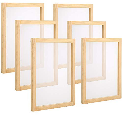 Pllieay 6 Pieces Wood Silk Screen Printing Frames 10 x 14inch with 110 White Mesh for Screen Printing