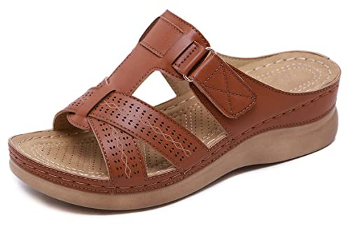 SMajong Sandalias de Punta Descubierta Mujer Mules Plataforma Moda Sandalia de Cuña Cómodos Zapatillas Sandalias de Vestir