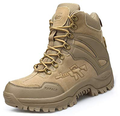 IYVW A09 Stivali da Combattimento Militari mimetici da Uomo Scarpe da Allenamento tattiche Impermeabili Stivaletti Azione Deserto Boot marrone 42 EU