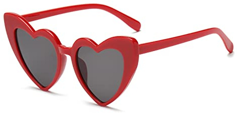 YAMEIZE Vintage Love Heart Sunglasses for Women UV400 Protection Eyewear Outdoor (Red)