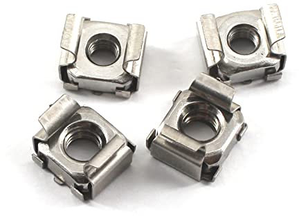 40Pcs M6 Cage Nuts Carbon Steel Nickel Plated Network Cabinet Nuts