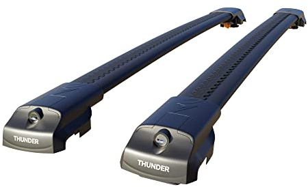 Thunder Carrier Roof Rack For NISSAN QASHQAI 2014 - Onward Black Aluminium Roof Rack Cross Bars Lockable - Fit Raised Side Rails Roof Rails, Cross Bar, Rail Carrier