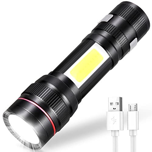 flintronic LED Taschenlampen, 1000 Lumen Wasserdicht Handlampe, 3 Modi Mini Taschenlampe, Zoombarer Fokus Superhelle Taktische Taschenlampe für Kinder, Geschenk, Angeln, Notbeleuchtung (USB-Kabel)