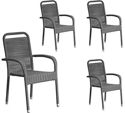 LC Garden 4er Set Romano« Stapelstuhl Lübeck grau Rope Armlehnenstuhl Balkonstuhl Bistrostuhl Gartenstuhl Outdoor
