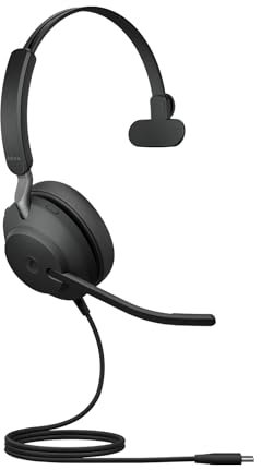Jabra Evolve2 40 SE Wired Noise-Cancelling Mono Headset With 3-Microphone Call Technology and USB-C Cable - MS Teams Certified, Works with All Other Platforms - Black