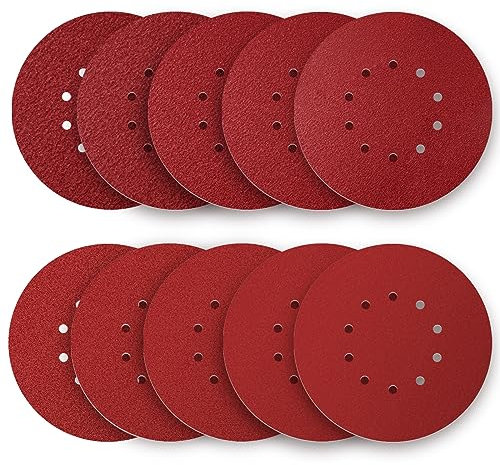 ZHJAN Discos Lija(20 piezas,ø225mm,10 Agujeros Lijas), 2 * almohadillas de lija 40/60/80/100/120/150/180/240/320/400 para lijadora de paneles de yeso lijadora de cuello largo