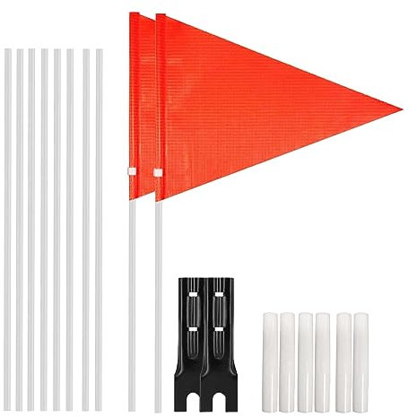 GVSAVY 2 Pack Bike Pennant Flags, Safety Pennant Flags With Mounting Brackets, Kids Bike Flags, Adjustable Bike Flags, Bike Pennant Flags For Bike Flags (Orange)