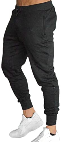 LOIJMK Pantalones deportivos para hombre, de un solo color, elásticos, sudadera larga, de ajuste delgado, pantalones de chándal transpirables, de ajuste estrecho, pantalones casuales, sudadera