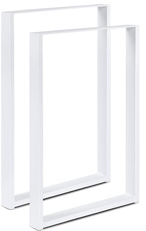 Magnetic Mobel 2 gambe da tavolo in metallo per scrivania, tavolo da pranzo, piedini per mobili, supporto da tavolo (50 x 72 cm, bianco, profilo 6 x 2 cm)