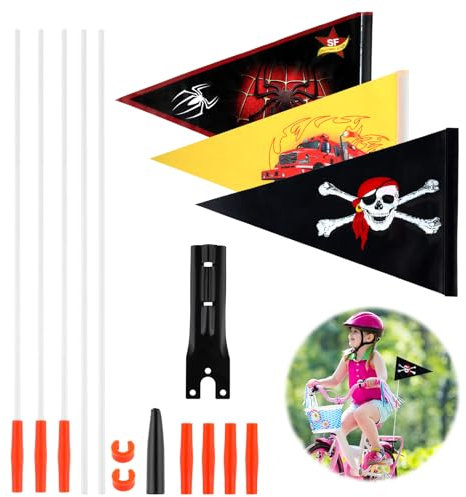 Grevosea 3 Stück Reflektierende Fahrradflagge Fahrrad Sicherheit Flaggen Wasserdicht Wimpel Reflektierend Fahrradfahne Hohe Sichtbarkeit Fahrradwimpel für Kinder Im Freien Radfahren