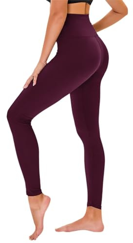TNNZEET High Waist Leggings Damen Schwarz Leggins Blickdicht für Sport Gym, Violett,L-XL