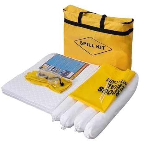 22L - Olio Solo Spill Kit - Portatile Olio Spill Kit, 20 Cuscinetti Assorbenti Olio, 2 Pz Calzino Assorbente Olio, 2 Sacchetti Smaltimento, 3 Cravatte, Guanti Nitrili, Occhial(Size:Confezione singola)