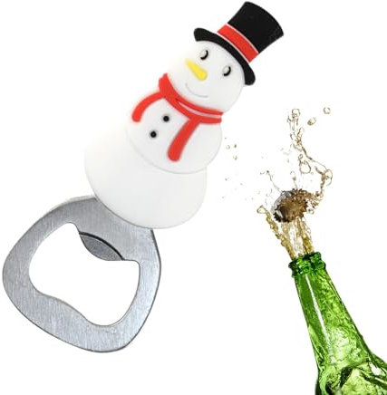 Imtrub Apribottiglie di birra di Natale, in acciaio inox, manuale e perforatore per lattine con design a forma di alce, apribottiglie per campeggio, viaggi a casa