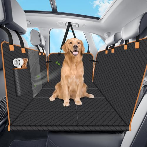Protection Voiture Chien Siege Arriere - Avec 4 Planches en Bois Renforcées, Housse Auto pour Chien Résistante à l'Usure, Aux Rayures et Imperméable - Adapté à Tous Types de Véhicules (L, Noir)