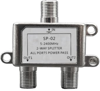 SAT Verteiler 2-Fach Antennenverteiler für Gleichzeitigen Betrieb 2 Receivern,Hochwertiger Splitter für Satelliten,Kabelanlagen,Antennenkabel Adapter für HD/UHD 4K Fernseher,DVB-S/S2,DVB-T/T2,DVB-C/C2