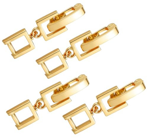4Pcs Necklace Extender Gold, Bracelet Extender, Foldover Extension Jewelry Clasps for Bracelet Anklet Fold Over Clasp for DIY Crafts