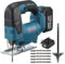 Scie sauteuse sans fil 21V - Scie sauteuse pendulaire avec moteur sans balais, 3 vitesses (0-2900 tr/min), coupe à 45°, profondeur de coupe 75 mm, 5 lames incluses, batterie 3.0Ah