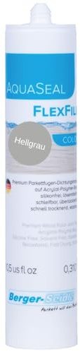 Berger-Seidle AquaSeal FlexFill Color - Sellador para juntas de parqué a base de agua, sin disolventes ni silicona (gris claro, 310 ml)