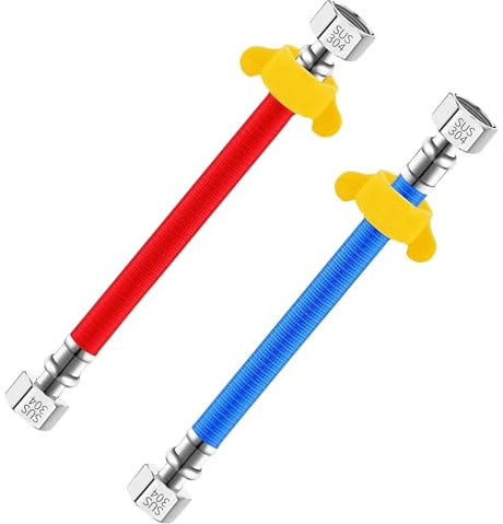 Qrity 2 Piezas Manguera Flexible de Acero Inoxidable 304, G1/2 Hembra Conector de Manguera, Manguera de Fuelle para Calentador de Agua, 20CM