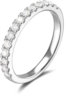 FANCIME 0,42 Karat Lab-Grown Diamant Bandring Damen,Timeless Ringe aus 925 Sterling Silber Verlobungsring Hochzeit Valentinstag Schmuck für Damen Frauen Sie (D-E Farbe, VS Clarity)