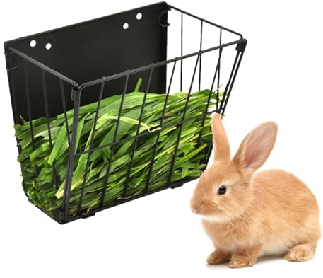 Rabbit Hay Feeder Foldable, Guinea Pig Hay Feeder Metal Cage Food Supplies Racks Hanging Rabbit Hays Rack with Hooks for Guinea Pig Chinchilla Bunny Rabbits Accessories