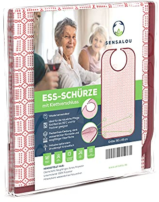 Sensalou Bavoir Adulte Imperméable - Bavette Lavable à Bande Agrippante | Protection absorbante bleue pour seniors avec ramasse-miettes, lavable à 95°C et compatible sèche-linge pour un repas sûr