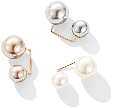 WINBST Broche de Perlas Artificiales de 3 Piezas, Broche de Rebeca con Lazo de Perlas de Doble Cabeza, Broche de Moda