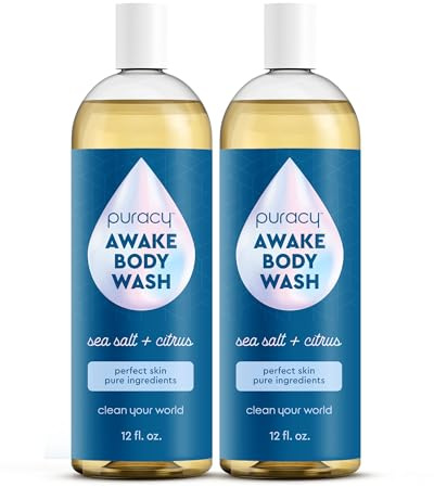 Puracy Body Wash - Natural Body Wash for Women, Men, Kids - Pure Plant Ingredients, Moisturizing Shower Gel, Body Soap for Dry Sensitive Skin, Gently Scented (Citrus Sea Salt, 12 oz/355 ml, 2 pack