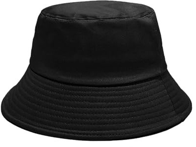 NPJY Bucket Hat for Women Men Cotton Summer Packable Travel Cap Plain Black