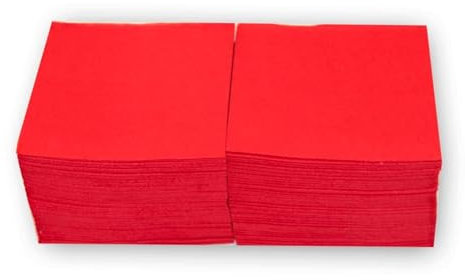Morigami Servilletas de Papel para Cocktail, Rojo, Pequeñas 20x20 cm (Desplegadas), Acabado Punta Punta, 2 capas, Paquete de 100 Unidades