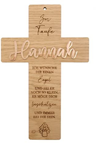 Taufkreuz personalisiert in verschiedenen Schriftfarben | Geschenk | Taufgeschenk | Taufgeschenk | 20x13 cm Pohmer Design