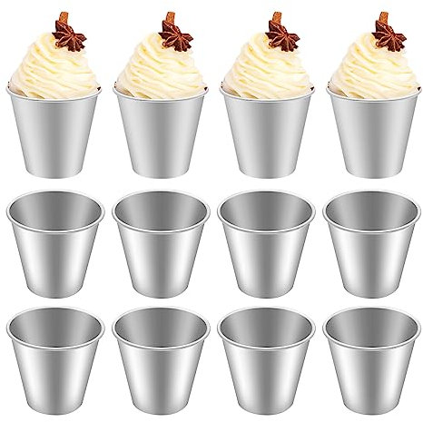 Vkinman 12 stampi per budino per cottura in alluminio per muffin, stampo antiaderente per soufflé Darioles