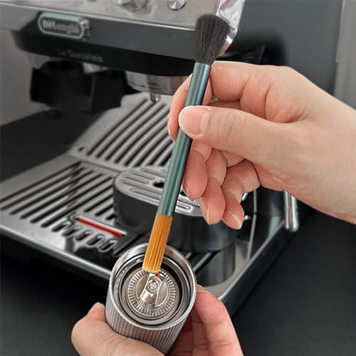 Pinceau Barista 2 en 1 pour moulin à café, brosse de nettoyage à expresso, brosse à café, outil à café pour barista cuisine à la maison (un côté a des poils durs et l'autre côté a des poils doux)