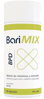 BARIMIX BPD multivitaminas y multiminerales para pacientes bariátricos intervenidos de cirugía bariátrica malabsortiva/hipoabsortiva Bote 60 cápsulas 2 cápsulas al día Tratamiento para 1 mes
